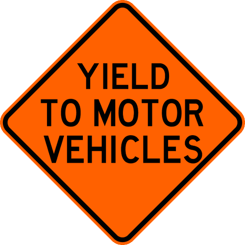 Yield To Motor Vehicles Warning Trail Sign Yellow - Give Em A Brake - Transparent PNG Free Download | PNGio