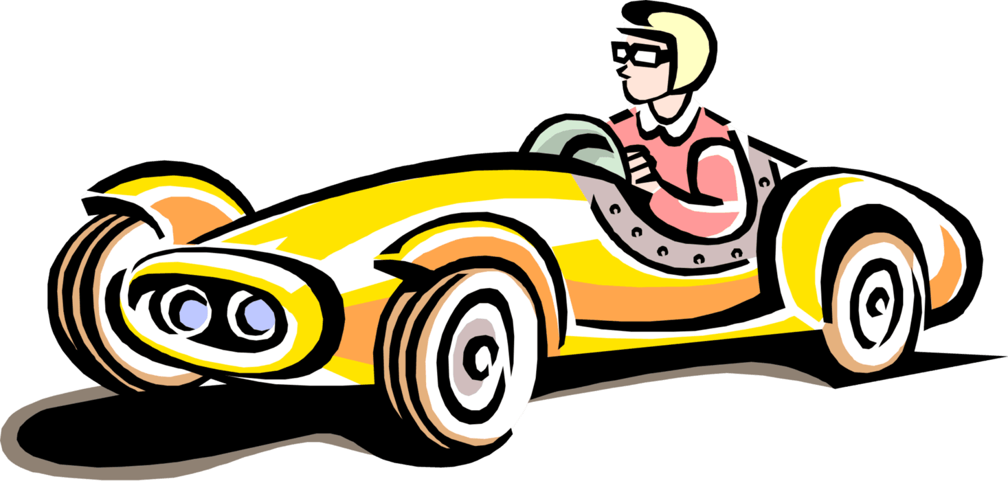 Vector Illustration Of Vintage Race Car Automobile - Yellow Race Car Clipart - Transparent PNG Free Download | PNGio