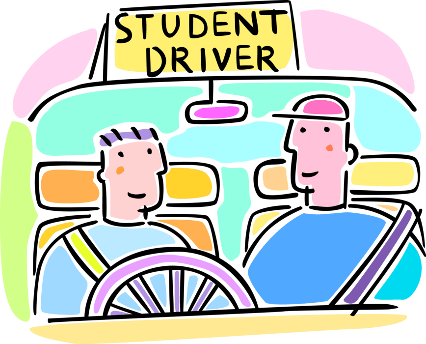Vector Illustration Of Student Motorist Driver Education - Learning To Drive Png - Transparent PNG Free Download | PNGio