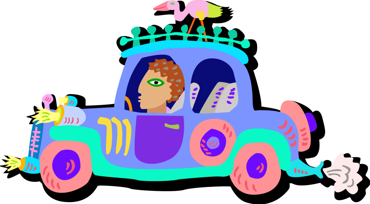 Vector Illustration Of Motorist Driving Colorfully - Vector Illustration Of Motorist Driving Colorfully - Transparent PNG Free Download | PNGio