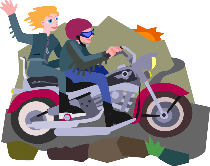 Vector Illustration Of Riders Ride Motorcycle Or Motorbike - Motorcycle - Transparent PNG Free Download | PNGio