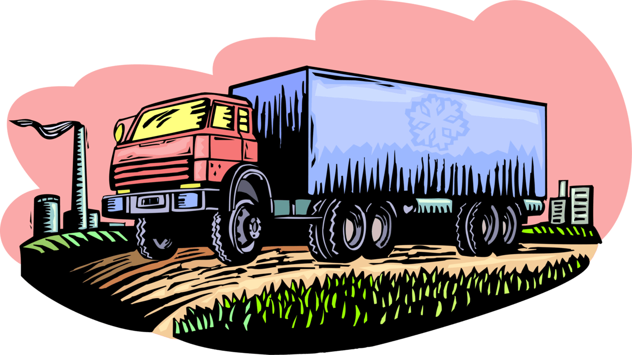 Vector Illustration Of Commercial Shipping And Delivery - Trailer Truck - Transparent PNG Free Download | PNGio