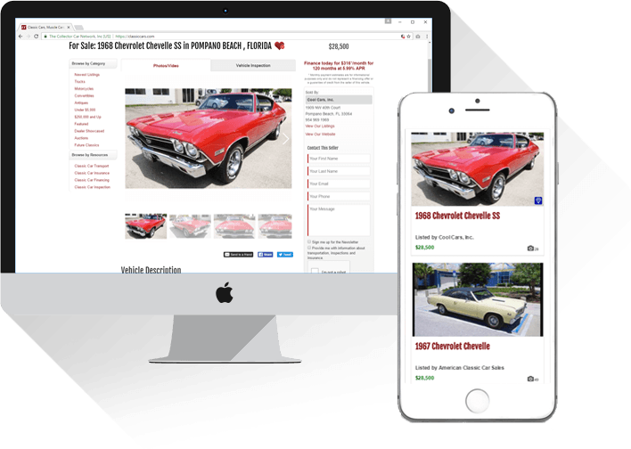 Sample Vehicle Listing On Desktop And Mobile Device - Antique Car - Transparent PNG Free Download | PNGio