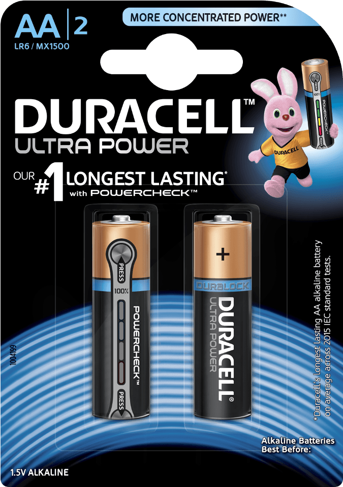 Ultra Power Alkaline Aa Batteries - Duracell Ultra Aaa Battery With Duralock Technology - Transparent PNG Free Download | PNGio