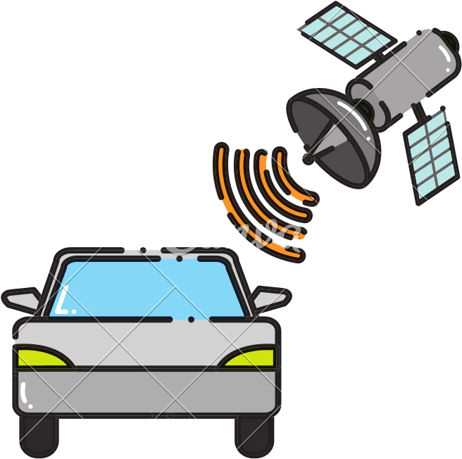 Dashed Line Car Transportation With Satellite Global - Dashed Line Car Transportation With Satellite Global - Transparent PNG Free Download | PNGio