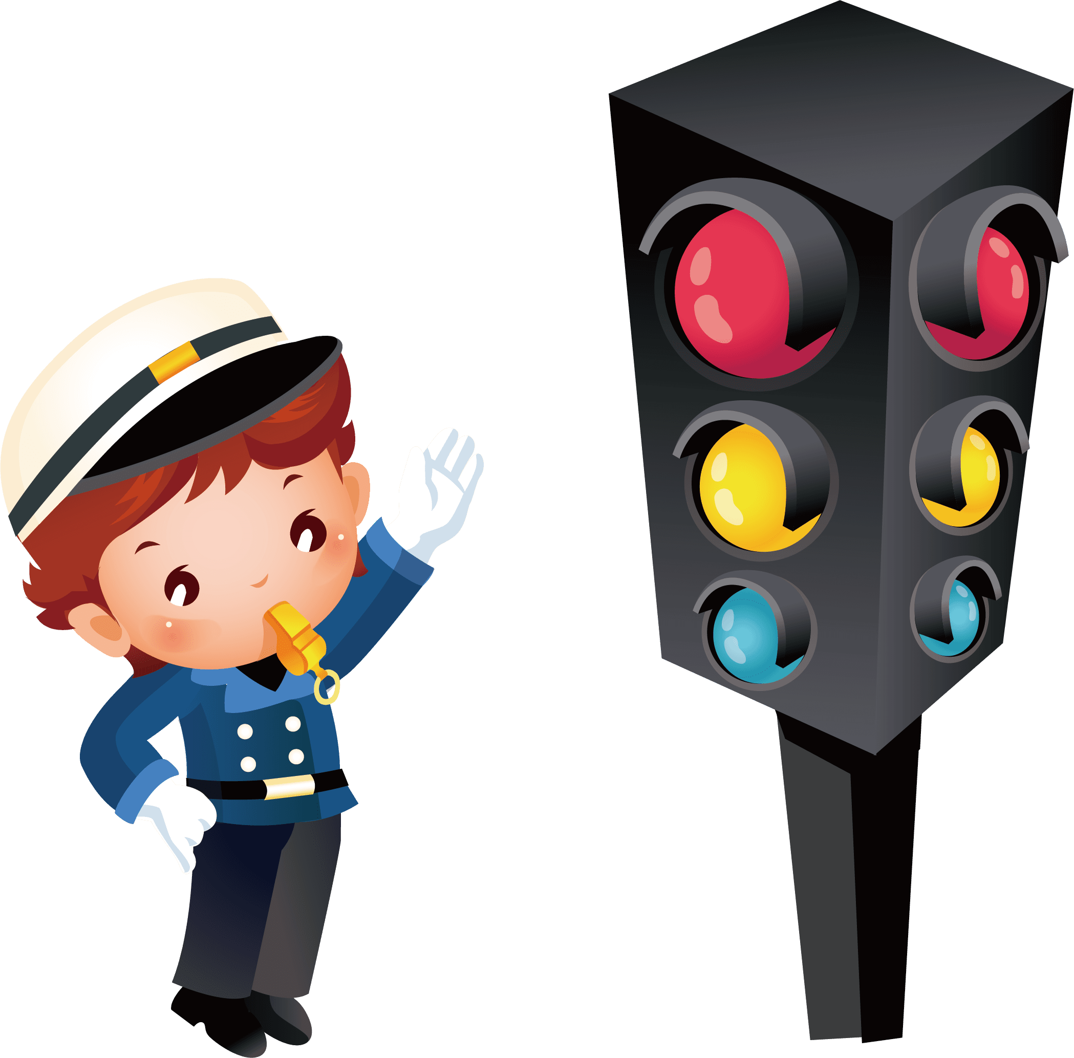 Clip Art Black And White Traffic Burglar Transprent - Police And Traffic Light Cartoon - Transparent PNG Free Download | PNGio