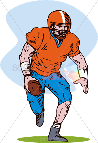Stock Illustration Of Old Fashioned Cartoon Rendering - Football Player - Transparent PNG Free Download | PNGio
