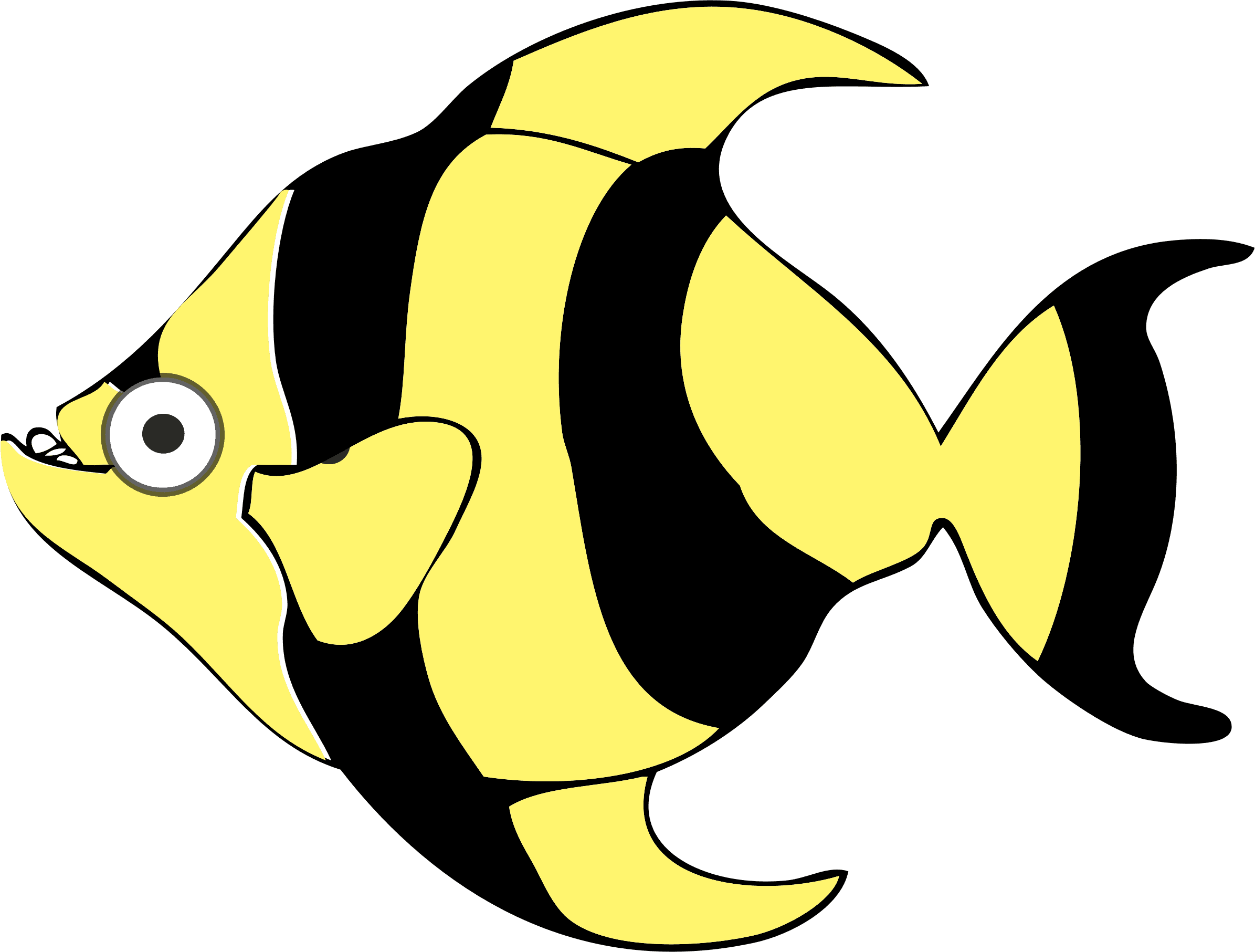 Tropical - Fish - Black - And - White - Clipart - Custom Yellow Tropical Fish Shower Curtain - Transparent PNG Free Download | PNGio