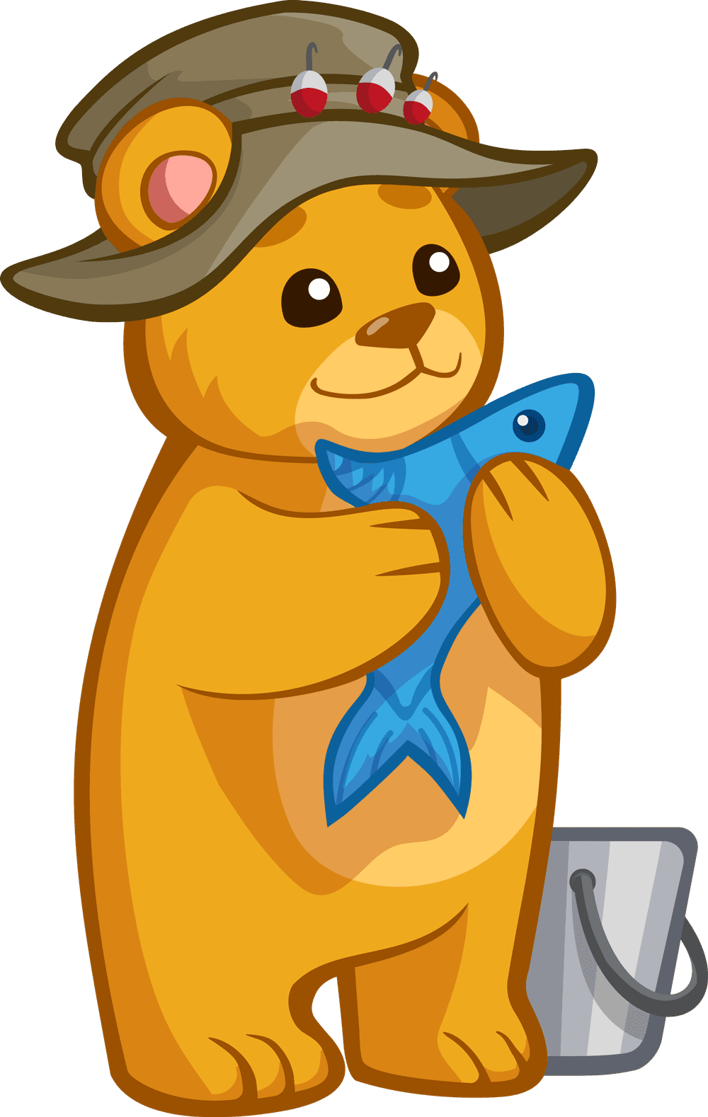Free Cartoon Bear Holding Fish Clip Art - Bear Eating Fish Cartoon - Transparent PNG Free Download | PNGio