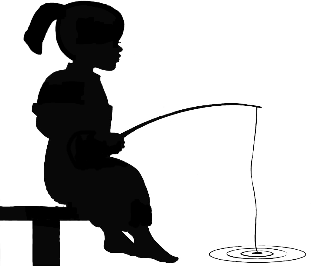 Girl Fishing Silhouette - Little Boy Fishing - Transparent PNG Free Download | PNGio