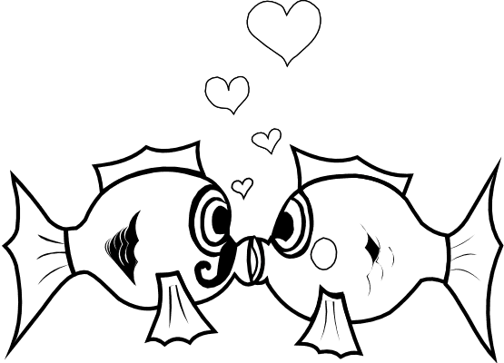 Fish Love Sheet Page Black White Clipartist - 2 Fish Clipart Black And White - Transparent PNG Free Download | PNGio