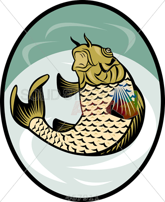 Stock Illustration Of Old Fashioned Cartoon Drawing - Koi Carp Fish 60" Curtains - Transparent PNG Free Download | PNGio