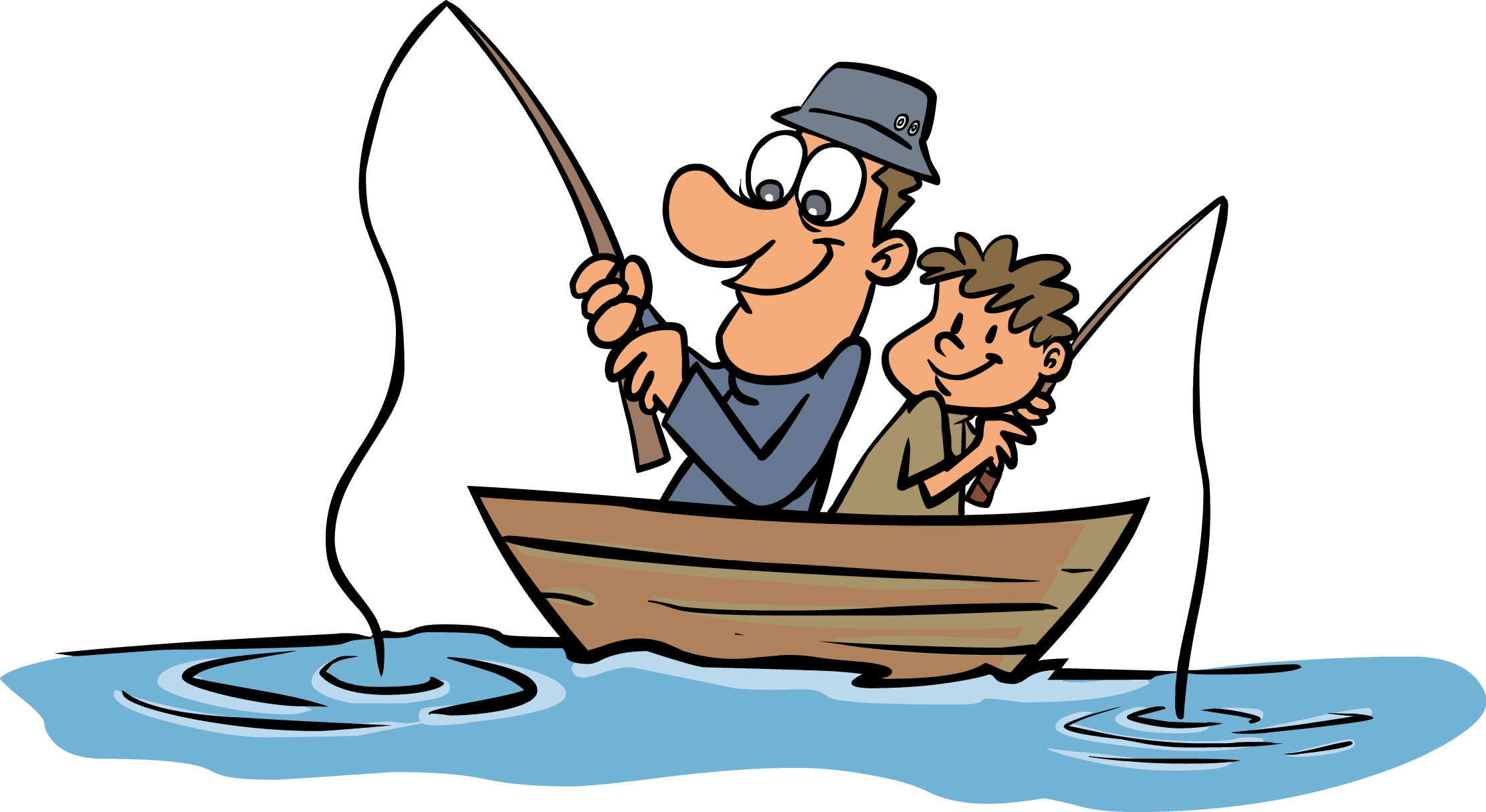 Funny Fisherman Cartoon Clipart Best - Father And Son Fishing - Transparent PNG Free Download | PNGio