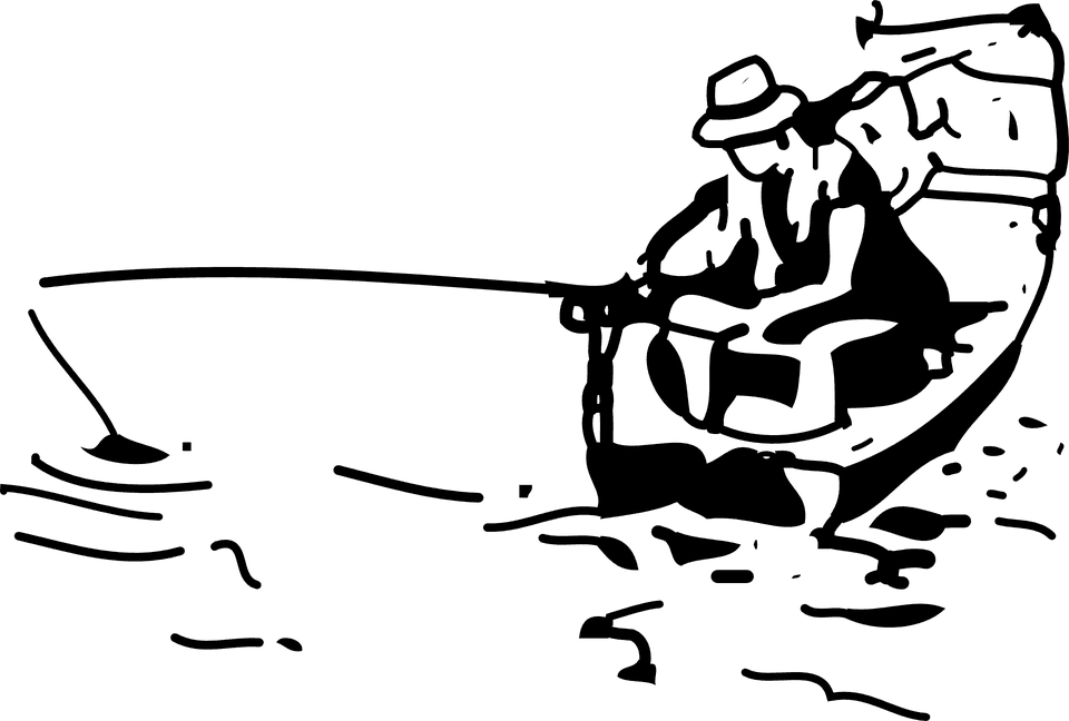 Fisherman Clipart Fishing Line - Fishing Black And White - Transparent PNG Free Download | PNGio