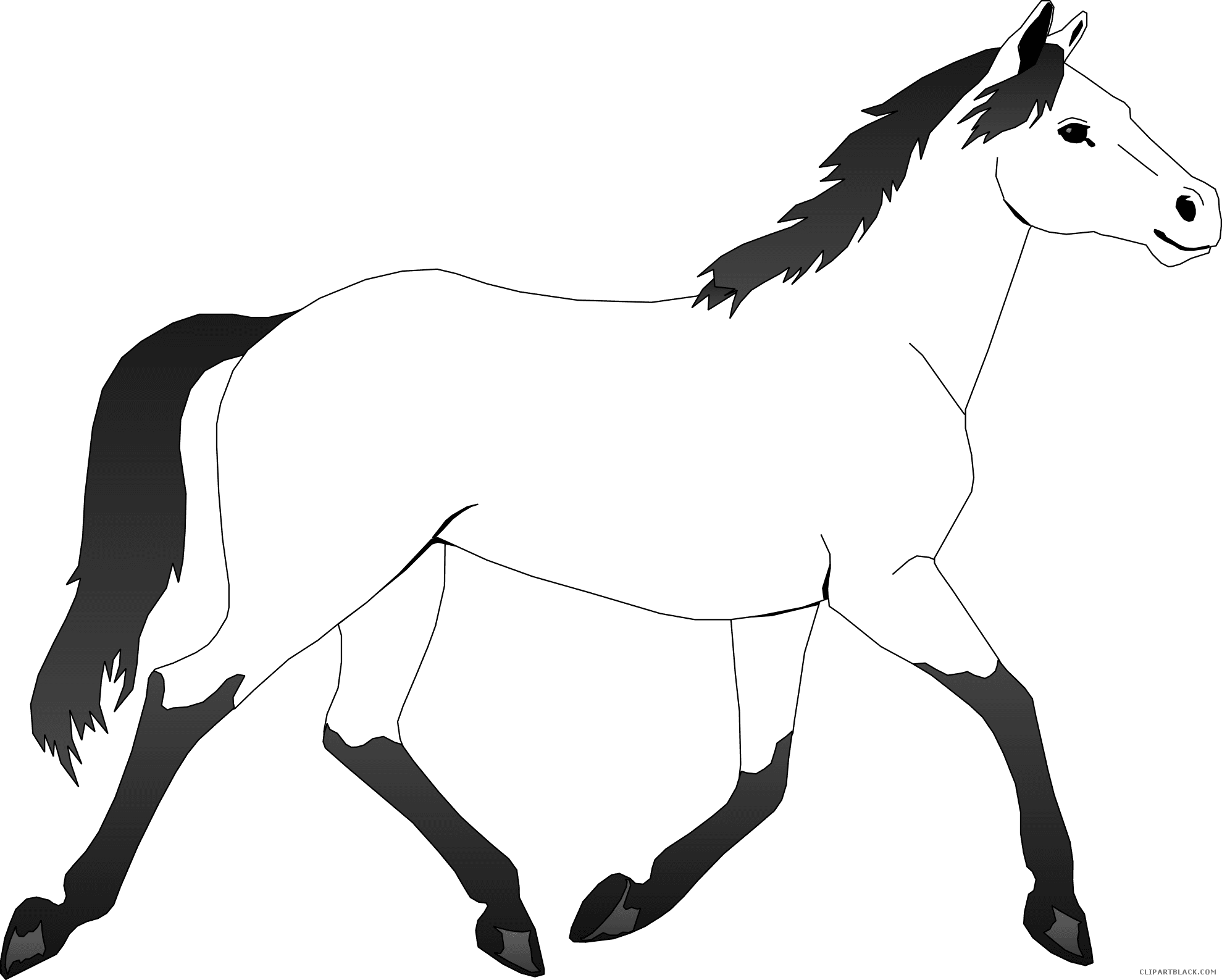 Horse Outline Animal Free Black White Clipart Images - Mustang Horse Coloring Pages - Transparent PNG Free Download | PNGio