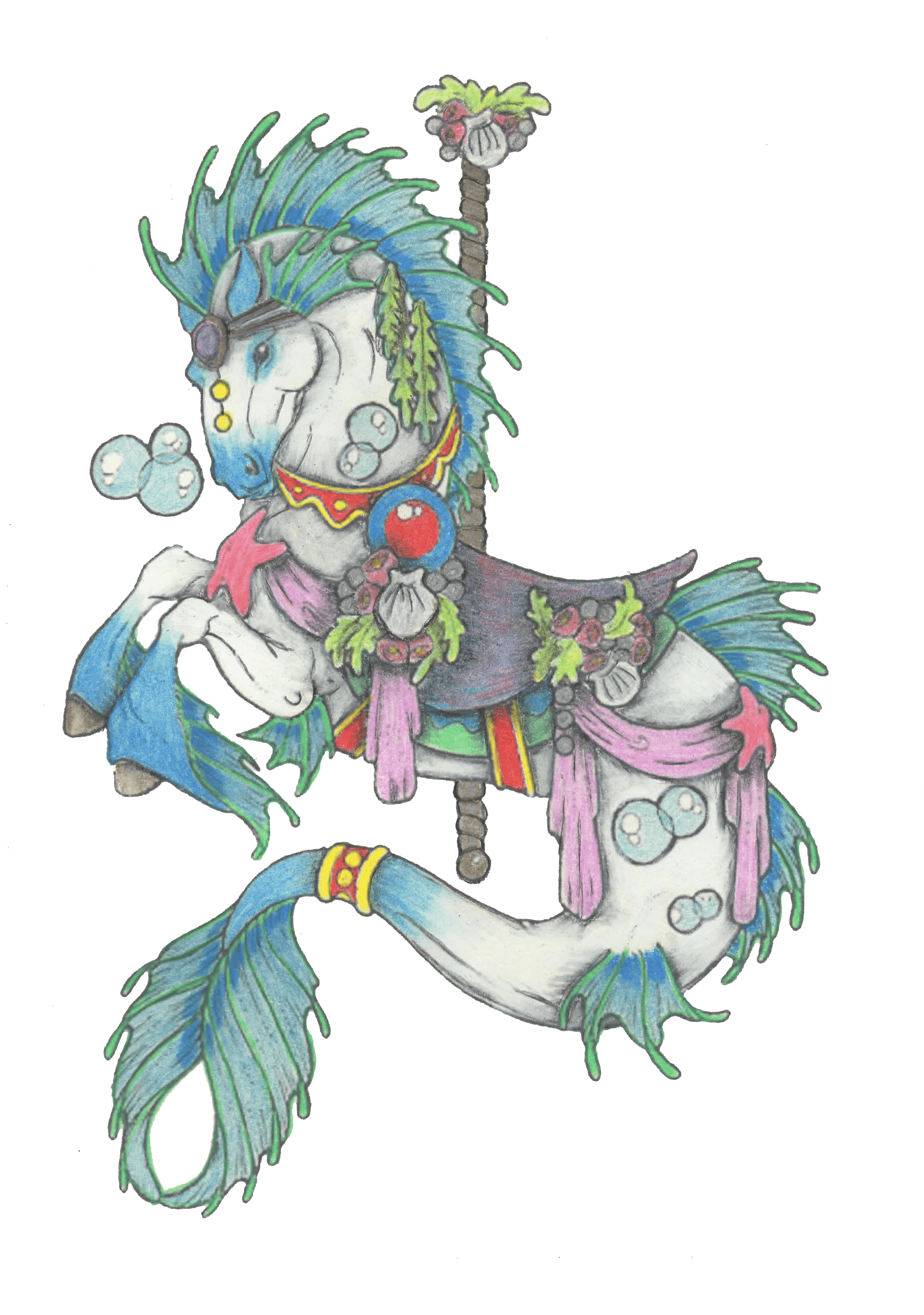 Carousel Horse Colored Pencil - Horse - Transparent PNG Free Download | PNGio
