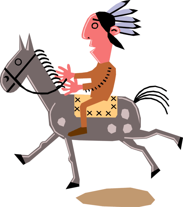 Vector Illustration Of Native American Indian Man On - Riding A Horse - Transparent PNG Free Download | PNGio