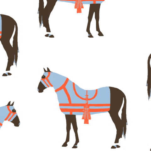 Horse & Tassel Wallpaper - Horse Tea Towel White, Blue, Red By Katie Kime - Transparent PNG Free Download | PNGio