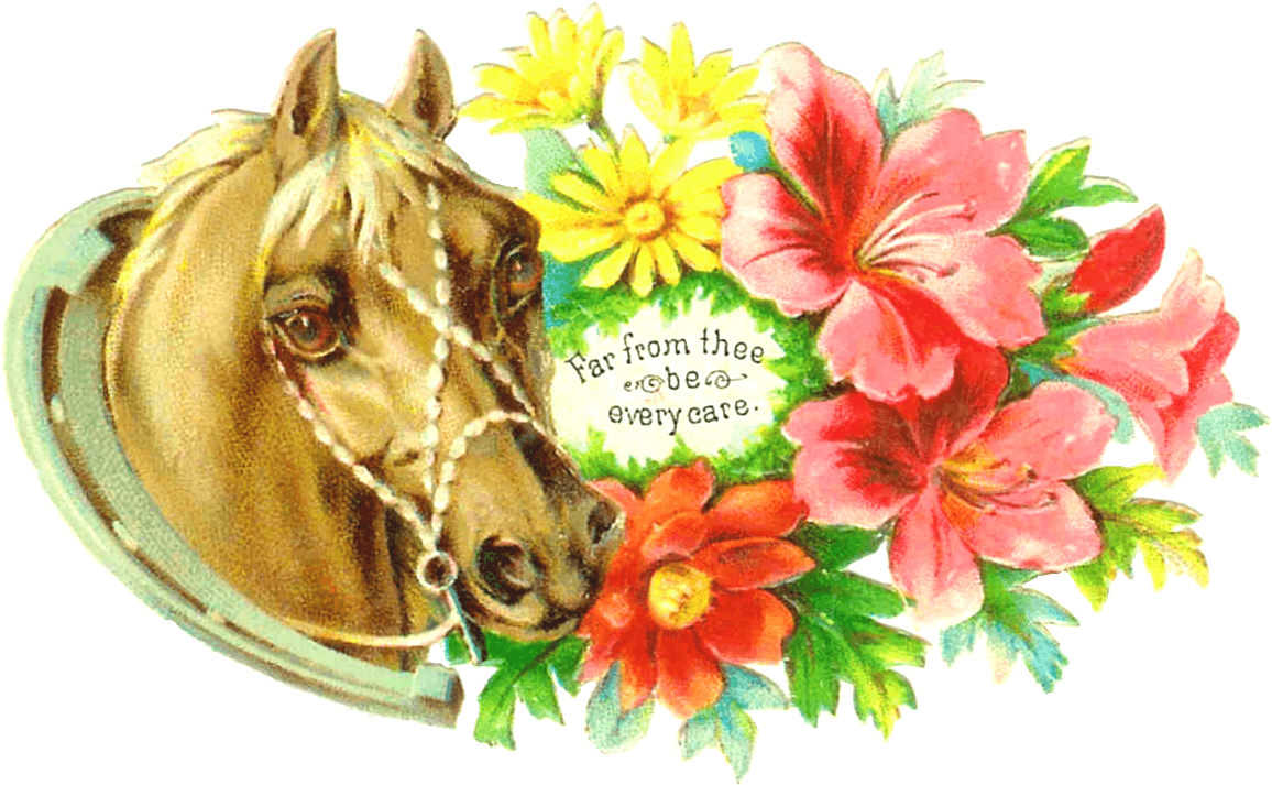 Victorian Die Cut - Horse Clipart Flowers - Transparent PNG Free Download | PNGio