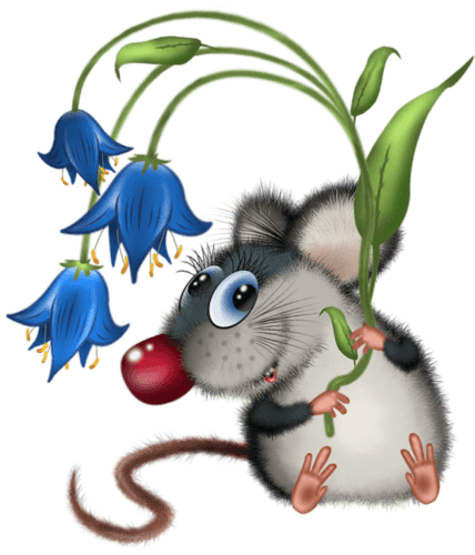 Cards - Mouse Holding Flower Clipart - Transparent PNG Free Download | PNGio
