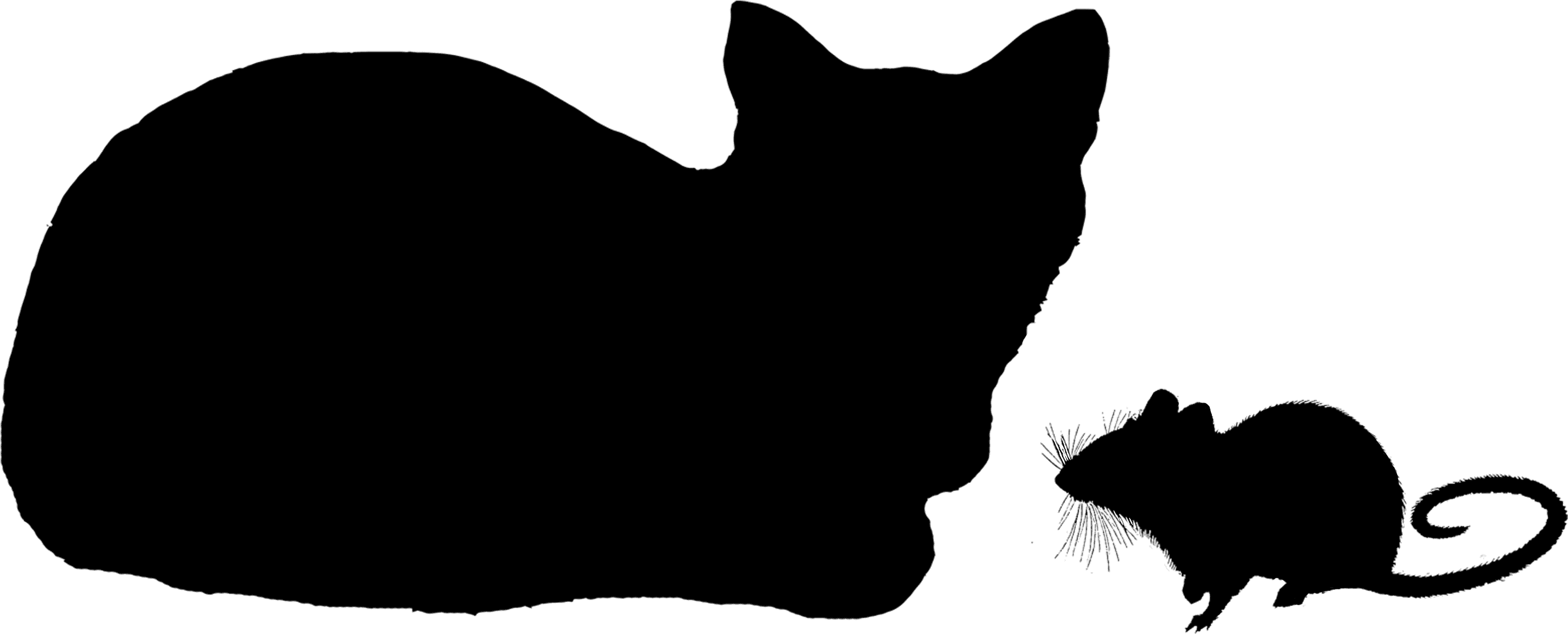 2242 Cat Mouse Silhouettes Free Vintage Clip Art - Mouse - Transparent PNG Free Download | PNGio