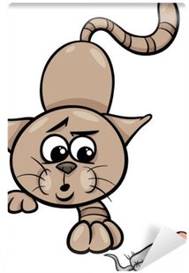 Cat With Toy Mouse Cartoon Illustration Wall Mural - Gato Y El Raton Animado - Transparent PNG Free Download | PNGio