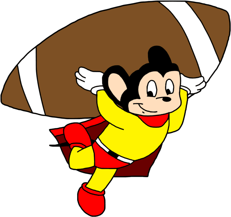 Mighty Mouse With American Football Ball By Marcospower1996 - Clip Art - Transparent PNG Free Download | PNGio