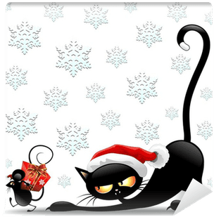 Cat And Mouse Cartoon Christmas Santa-gatto E Topo - Cat Christmas Card Cat Christmas Card Cat Christmas - Transparent PNG Free Download | PNGio