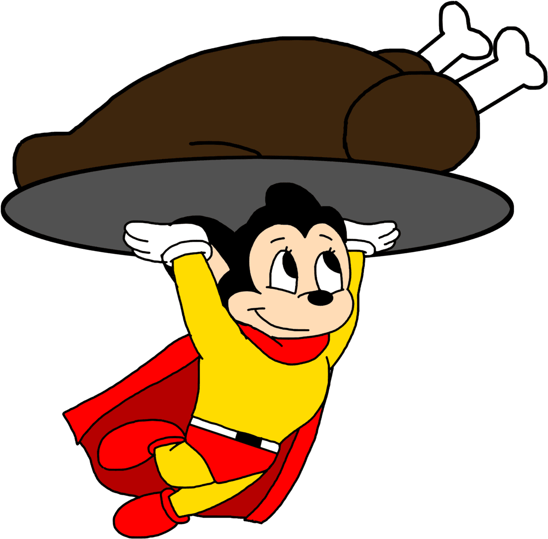Mighty Mouse Carrying A Roasted Turkey By Marcospower1996 - Cartoon - Transparent PNG Free Download | PNGio