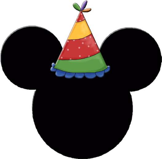 Mickey And Minnie Heads With Party Hats - Mickey Mouse Logo With Birthday Hat - Transparent PNG Free Download | PNGio
