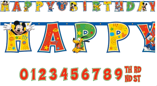Mickey Mouse 'add An Age' Jumbo Birthday Banner - Farmer Mickey Mouse Birthday Banner - Transparent PNG Free Download | PNGio