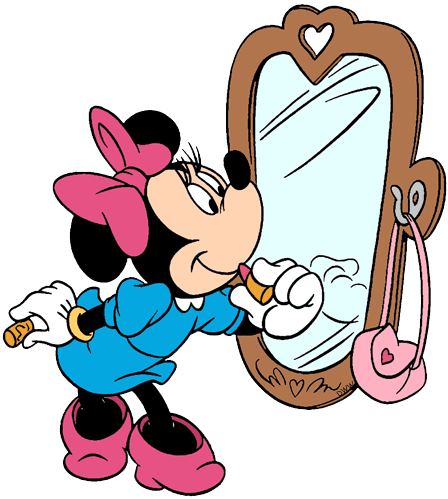 Lipstick Clipart Minnie Mouse - Minnie Mouse Looking In The Mirror - Transparent PNG Free Download | PNGio