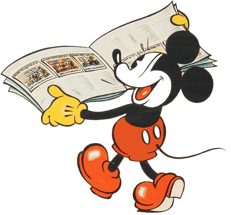 Mickey Mouse And Friends Clipart At Getdrawings - Old Mickey Mouse Reading - Transparent PNG Free Download | PNGio