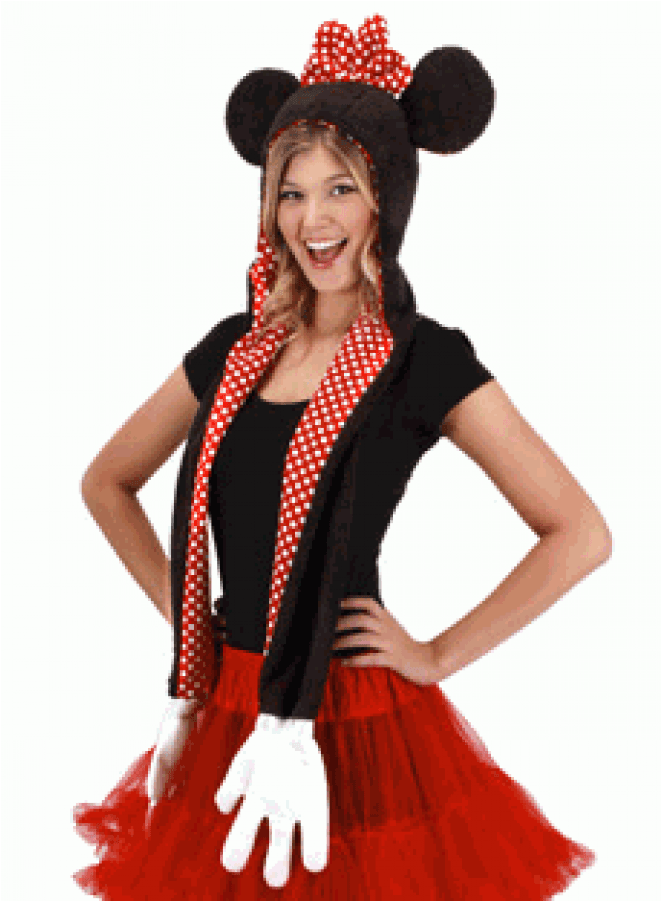 Disney Minnie Mouse Hoodie Scarf With Mittens At Cosplay - Mickey Mouse Hat Scarf Glove - Transparent PNG Free Download | PNGio