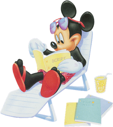 Mickey Mouse Reading Some Good Books While Relaxing - Mickey Mouse Relaxing - Transparent PNG Free Download | PNGio