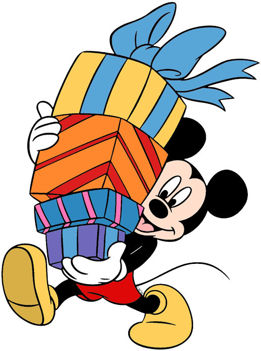 Mickey Mouse Carrying Pile Of Gifts - Mickey Mouse Carrying Presents - Transparent PNG Free Download | PNGio