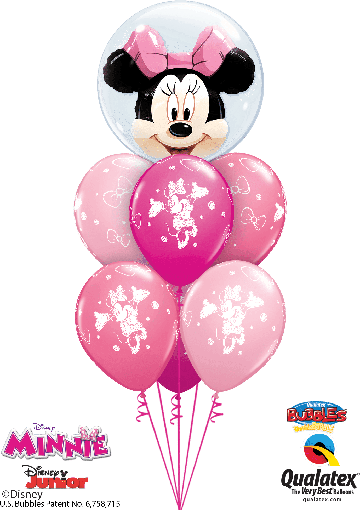 Disney Minnie Mouse Pink Bubble Bouquet At London Helium - Minnie Mouse Balloons Png - Transparent PNG Free Download | PNGio