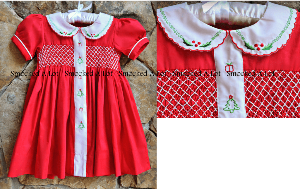 Christmas Classic Red Hand-smocked Embroidered Dress - Disney Mickey And Minnie Mouse Christmas Dress - Transparent PNG Free Download | PNGio
