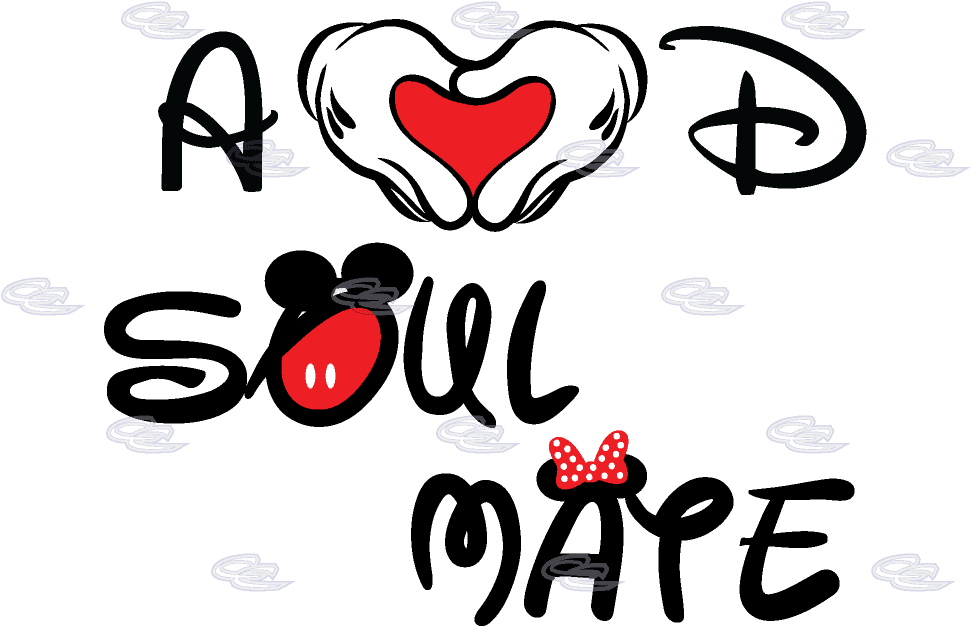 Soulmate Shirts Mickey's Hands With Initials - Soul Mates Mickey Mouse - Transparent PNG Free Download | PNGio