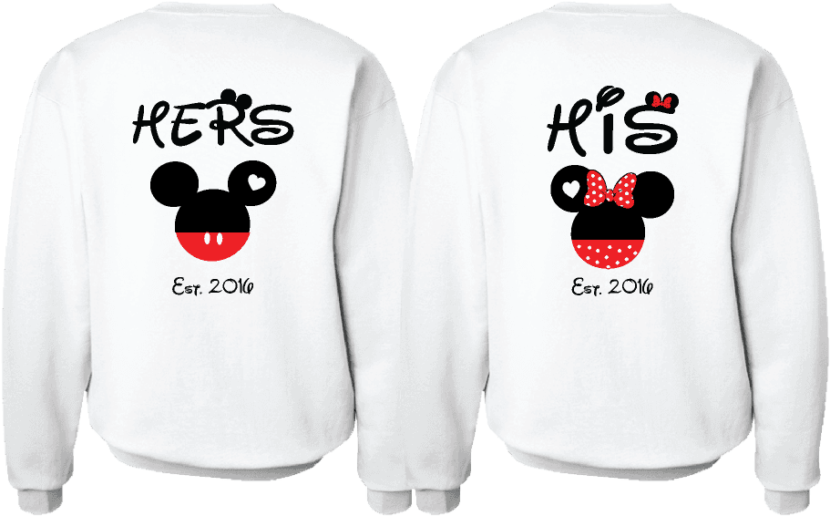 Cute His Hers Big Ears Mickey Minnie Mouse Head Polka - His And Her Tops - Transparent PNG Free Download | PNGio