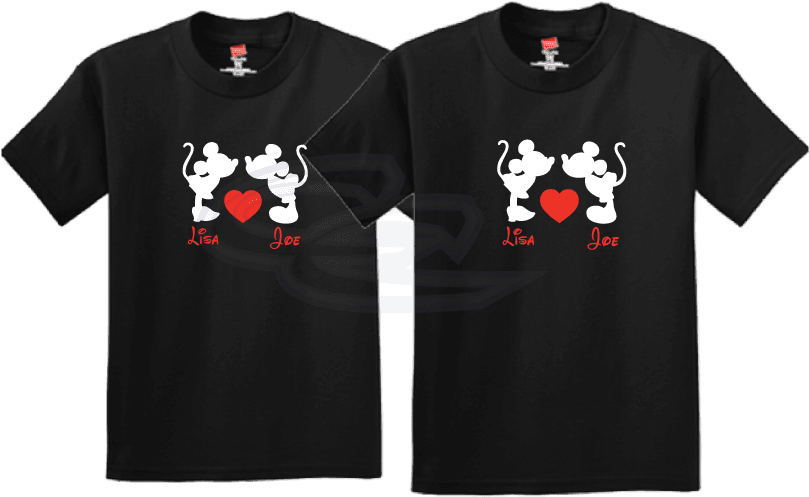 Mickey Minnie Mouse Kiss Silhouette With Custom Names - Dallas Cowboys Women's T-shirt ------------------------------ - Transparent PNG Free Download | PNGio