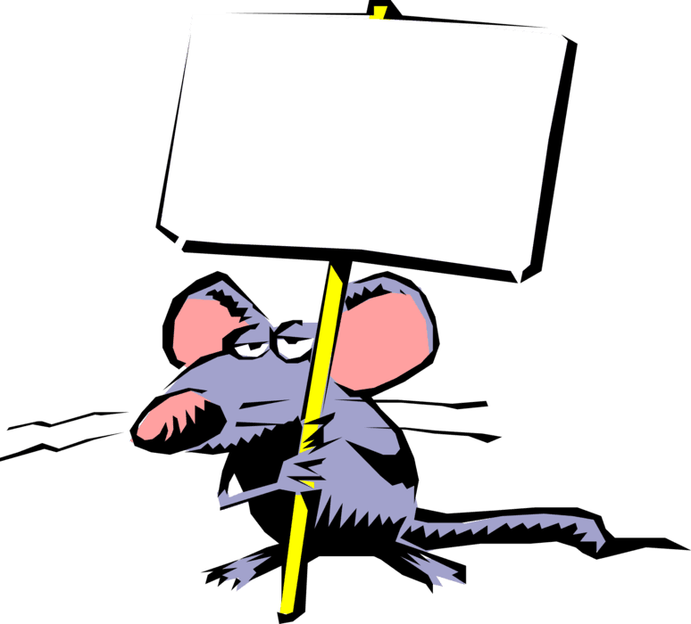Vector Illustration Of Rodent Mouse With Protest Picket - Save The World With Behavior Analysis - Transparent PNG Free Download | PNGio