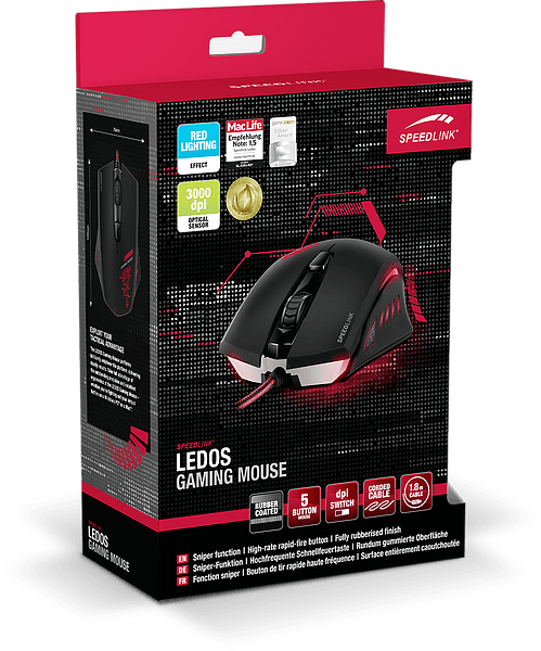 Speedlink Ledos Gaming Mouse - Speedlink Ledos 3000dpi Optical Gaming Mouse Black - Transparent PNG Free Download | PNGio