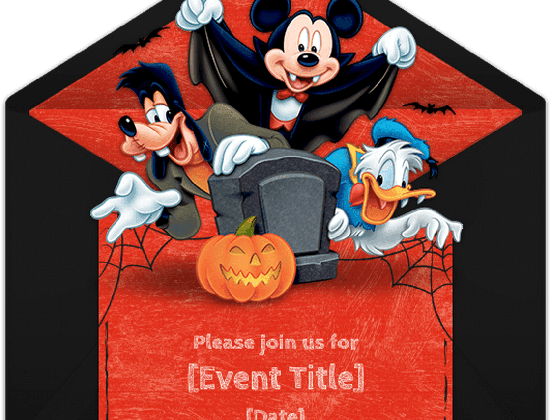 Free Mickey Mouse Halloween Invitations In 2018 Disney - Disney Halloween Party Invitation - Transparent PNG Free Download | PNGio