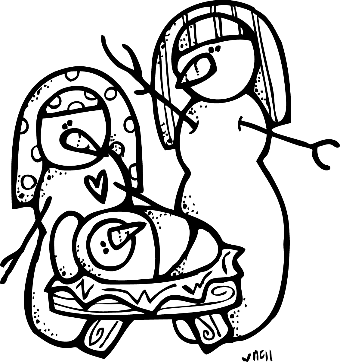 Melonheadz Mary With Jesus Clipart - Snowman And Jesus Black And White Clipart - Transparent PNG Free Download | PNGio