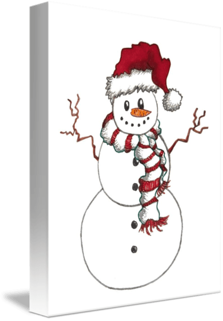 Snowman Mit Weihnachtsmannmütze Karte - Transparent PNG Free Download | PNGio