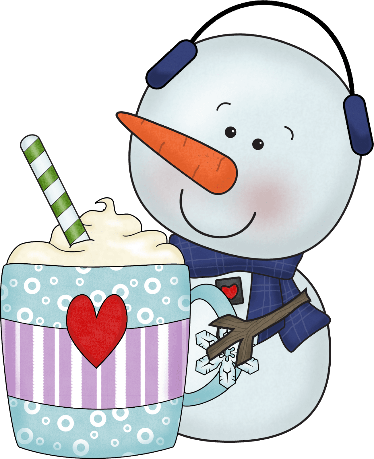 Hot Chocolate Clipart Cute - Snowman With Hot Chocolate - Transparent PNG Free Download | PNGio