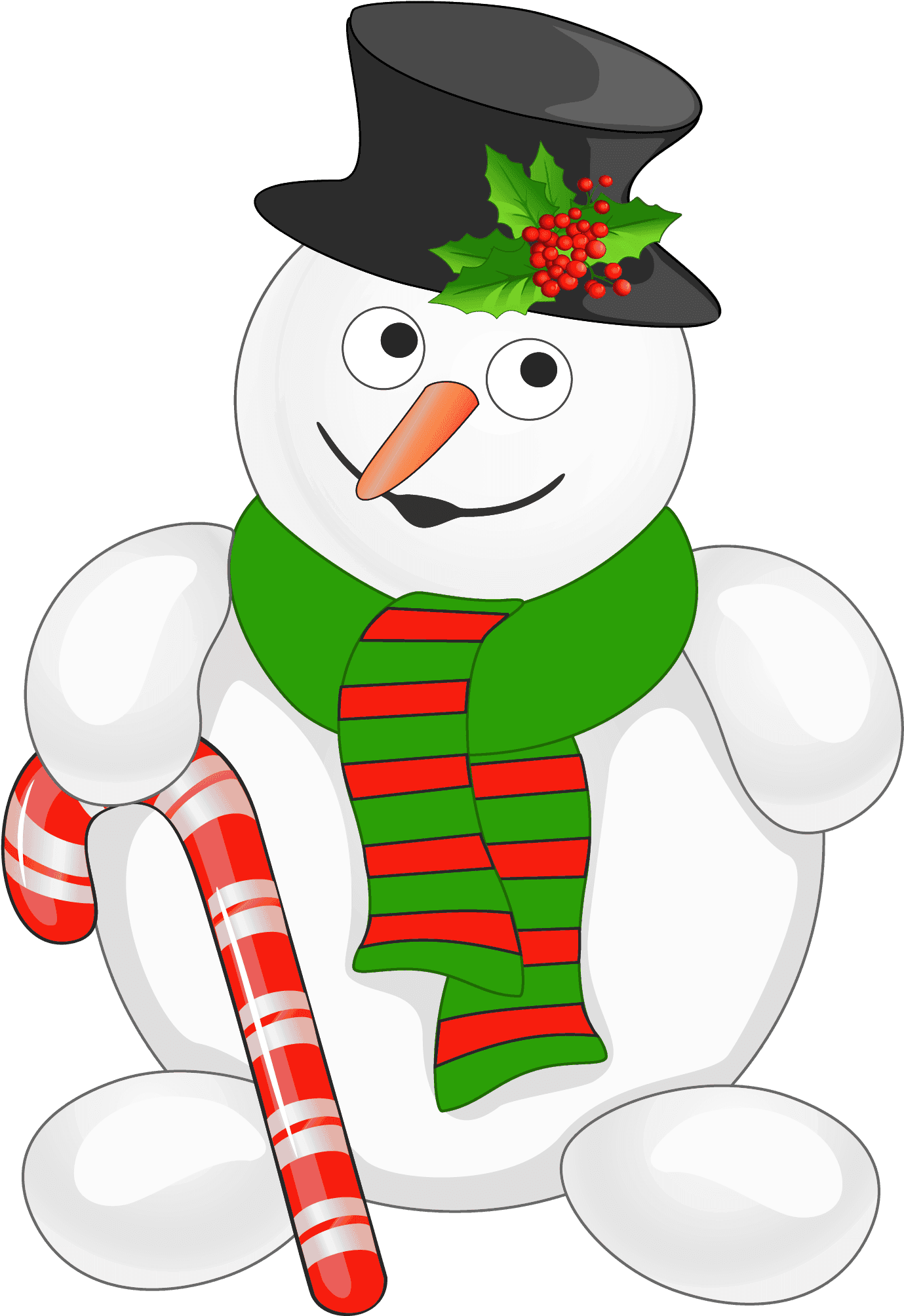 Cute Christmas Snowman Clipart - Snowman With Candy Cane - Transparent PNG Free Download | PNGio