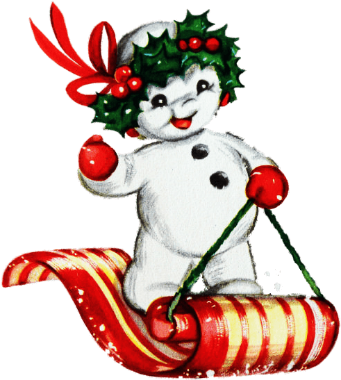 Clip Art Library Library Snowman On Sled Png All Things - Retro Vintage Snowman Clipart - Transparent PNG Free Download | PNGio