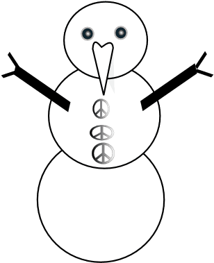 Snowman Black White Peace Symbol Sign Xmas Christmas - Hoofddoek Kleurplaat - Transparent PNG Free Download | PNGio